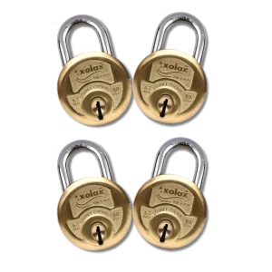 Pack of Four XOLAX TufLocks – 4 Padlocks with 8 Common Keys